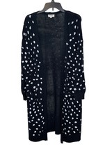 Umgee Women&#39;s Sweaters Polka Dot Duster Open Knit Sweater Pocket Black Small - £18.61 GBP