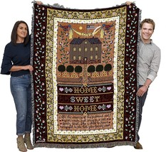 Tapestry Throw Woven From Cotton - Made In The Usa - Home Sweet Home Sam... - £62.11 GBP