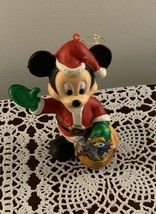 Walt Disney Company Mickey Mouse Santa Claus Suit Plastic Ornament 3 in Vintage - £9.43 GBP
