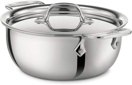 All-Clad Stainless Steel Tri-Ply Bonded Dishwasher Safe 3-qt Cassoulet with Lid - £73.21 GBP