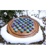 Handmade Marble solitaire game Wooden Authentic  Solitaire Board Game Se... - $63.99