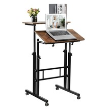 Stand Up Desk, Rolling Laptop Desk, Standing Computer Desk, Portable Rolling Sta - £95.92 GBP