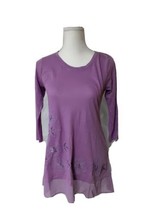 Logo By Lori Goldstein Women&#39;s Shirt, XXS, 3/4 Length Sleeves, Beaded, Purple - £5.03 GBP