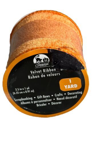 Wired Ribbon~Orange Velvet~Sequin~2.5&quot;~Wavy~Christmas~Holiday~Wreath~Bow... - $11.76