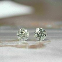 1Ct Simulated Diamond Push Solitaire Stud Earrings 14K Yellow Gold Plated Silver - £31.88 GBP