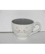 White &amp; Gold Coffee Mug Tea Cup CAT Face - $19.78