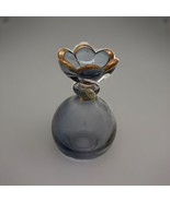 Vintage SC Genuine Lead Crystal Blue Perfume Bottle With Flower Stopper ... - £12.84 GBP