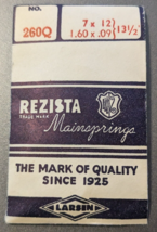 NOS Vintage Rezista No. 260Q Watch Mainspring 7 x 12 / 1.60 x .09  13-1/2" - $13.85