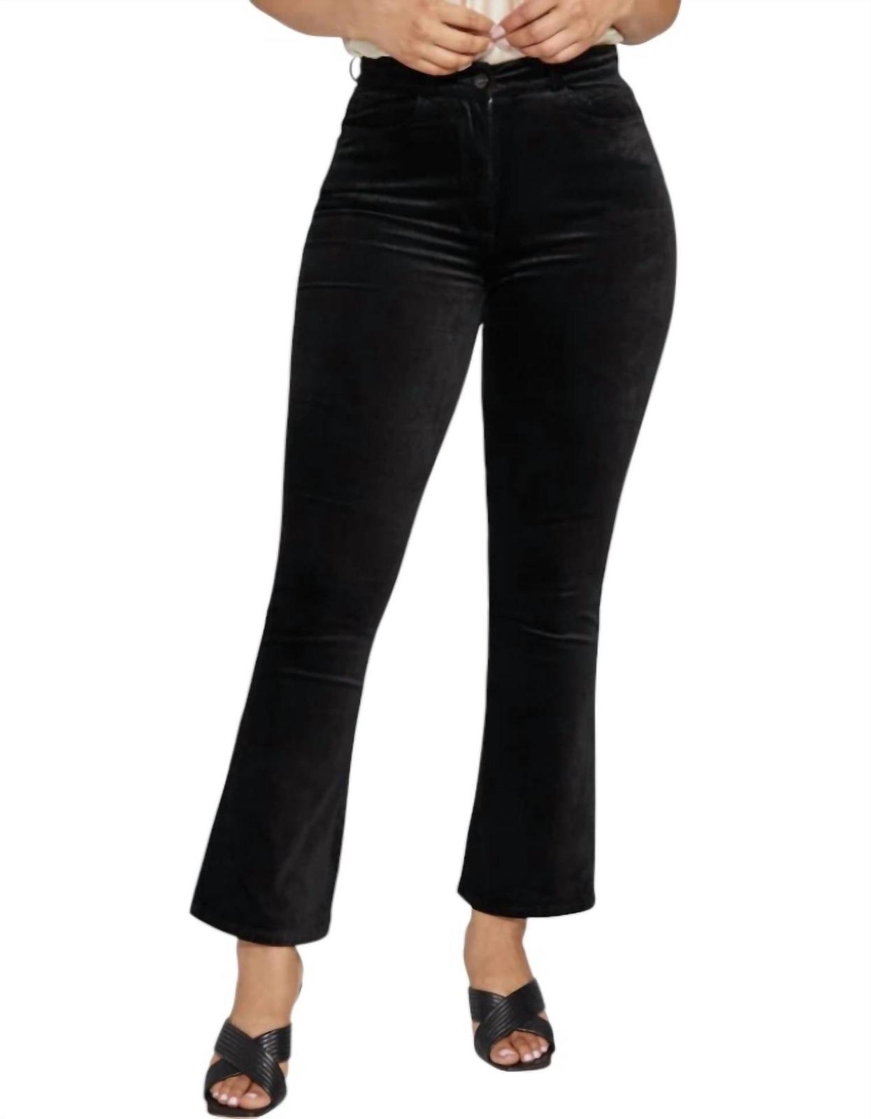 Paige Flaunt Femme Ankle Flare Pants Black Velvet - $69.00