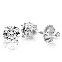 18Carat White Gold Diamond Solitaire Ear Studs 4-Claw 0.80 carats GSI - $2,042.03