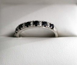 Michael Hill 14kt White Gold 7 x Sapphire &amp; Diamond Eternity Ring Size 6.75 - £650.97 GBP