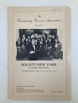 1984 Program Community Concert Association Solisti New York Chamber Orch... - £11.26 GBP