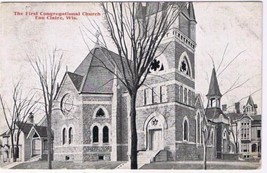 Wisconsin Postcard Eau Claire First Congregational Church 1899 - £2.32 GBP