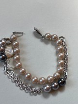 Vintage to Now Lot Shades of Gray Round Pearl Bead  &amp; Silvertone Chain &amp; Classic - £12.00 GBP