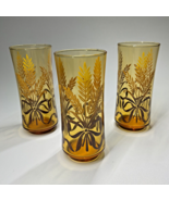 Vintage Libbey Glasses Amber Golden Wheat Ribbon - Set Of 3, Replacements, - $20.43 CAD