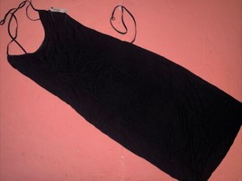NWT Victoria&#39;s Secret S LONG MODAL SLIP DRESS night Gown BLACK Lace Up S... - $59.39