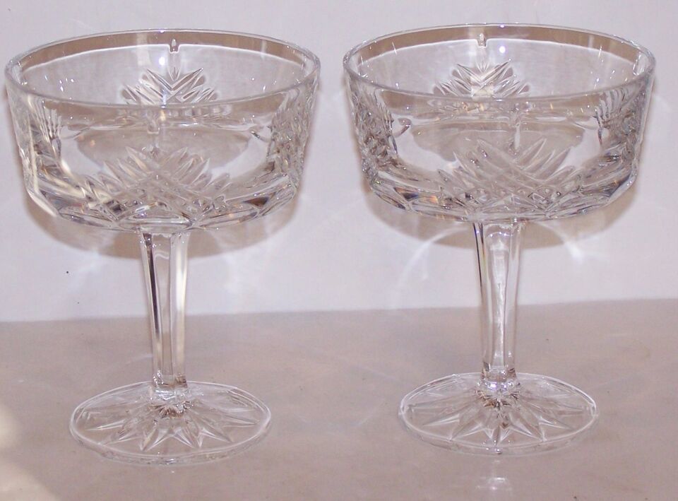 STUNNING SIGNED GORHAM CRYSTAL CHANCELLOR PAIR OF CHAMPAGNE/TALL SHERBET... - $18.80