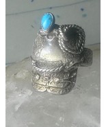 Saddle ring turquoise cowgirl southwestern sterling silver size 5.25 women - $156.42