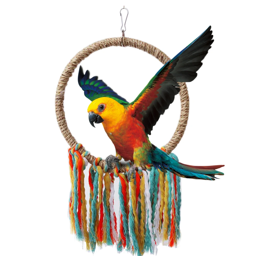 House Home Pet Bird Parrot Toy Cotton Rope Circle Toys Chewing Bite Parrot Perch - £19.87 GBP