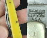 vintage pocket knife 1970s-80s CAMILLUS NY USA two blade yellow - $32.99