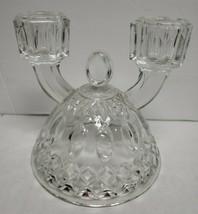 Vintage Lead Crystal Etched Glass Double Candelabra Candle Stick Holder Decor - £14.63 GBP