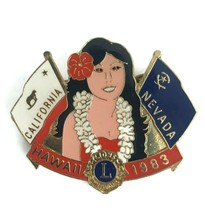 1983 Lions Club  Pinback Button Pin Hawaii California Nevada Metal Ename... - £7.09 GBP