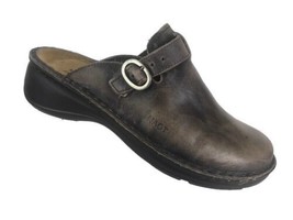 NAOT Women&#39;s Shoes Sz 37 US 6 Slide on Clogs Mules Brown Leather Comfort Wear   - £19.06 GBP