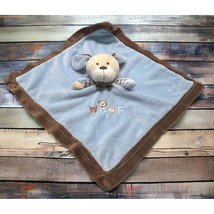 Carter's Lovey Puppy Dog Woof Security Baby Blanket Rattles Satin Blue and Brown - $16.97