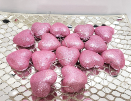 15pc Valentines Pink Glitter Hearts 1.5" Tree Ornaments Decorations Decor - $11.99