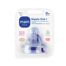 New MAM Size 1 Slow Flow Bottle Nipple 0+ Months 2 Pack - $6.92