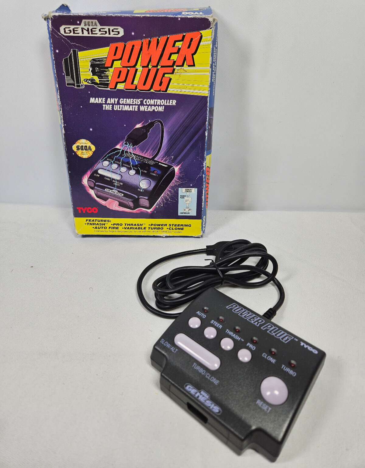 SEGA Genesis Power Plug in Box TYCO Controller Mod Turbo AutoFire Power Steering - $19.95