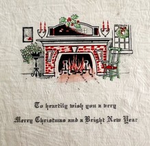A Merry Christmas New Year Victorian Greeting Card 1900-20s Fireplace PC... - $19.99