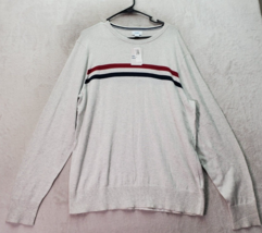 Old Navy Sweater Women&#39;s Size XL Light Gray Stripes Knit Long Sleeve Round Neck - £13.08 GBP