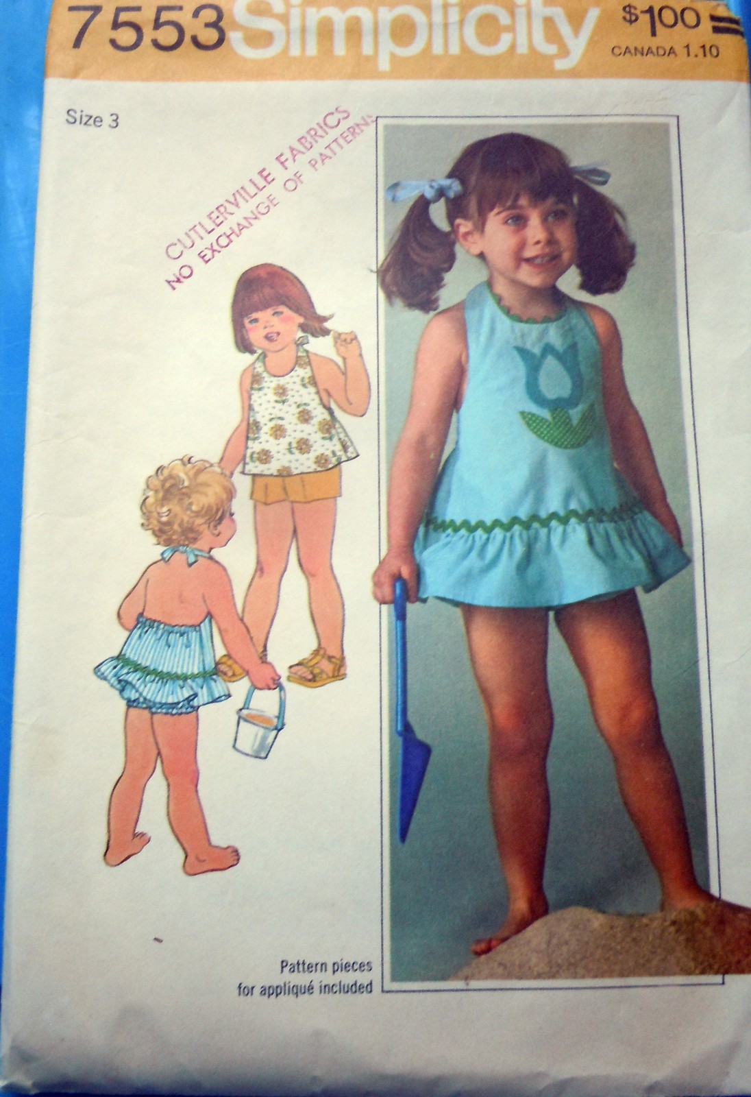Simplicity Toddler’s Halter Dress Top Shorts &amp;  Bloomers Size 3 #7553 1976 - $6.99
