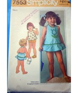 Simplicity Toddler’s Halter Dress Top Shorts &amp;  Bloomers Size 3 #7553 1976 - $9.59 CAD