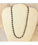 Handcrafted Beaded Necklace Green &amp; Silver Square Beads Simply Elegant NEW - £19.55 GBP