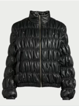 Scoop Black Faux Leather Quilted Puffer Jacket Sz XL NWT - £35.56 GBP