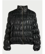 Scoop Black Faux Leather Quilted Puffer Jacket Sz XL NWT - £35.19 GBP