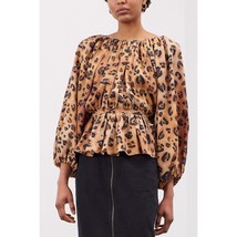 Mara Hoffman Maud Top Leopard Print Peplum Blouse, Size 00 NWT - $70.28