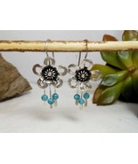925 Sterling Silver Blue Daisy Drop Earrings, Handmade Women Turquoise E... - £22.38 GBP
