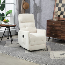 Electric Recliner Chair with Power Recline, Side Pocket, Corduroy Fabric, Beige - $354.19