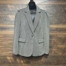 A New Day Blazer Jacket Womens Sz 12 Black White Tweed Wool Blend Puff S... - £21.24 GBP