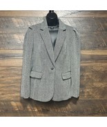 A New Day Blazer Jacket Womens Sz 12 Black White Tweed Wool Blend Puff S... - $27.50