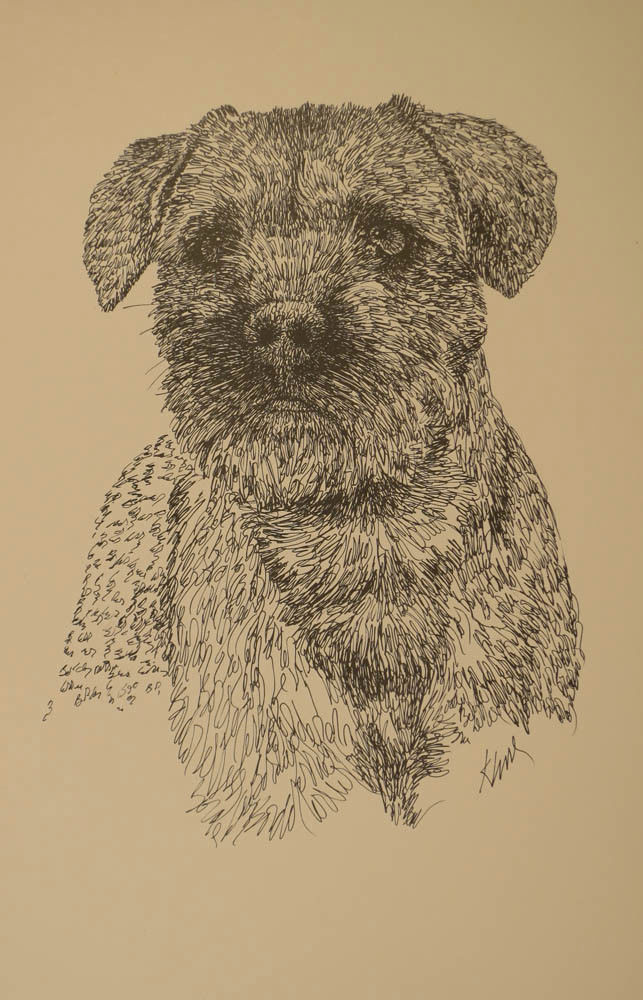 Border Terrier Dog Art Print #47 Stephen Kline adds your dogs name free. GIFT