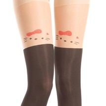 Hello Kitty Top Pantyhose Face Whiskers Bow Sheer Kitten Cat Hosiery 408 - £10.16 GBP