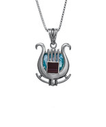 Jerusalem Nano Bible Torah Pendant King David's Harp Roman Glass Silver 925 Gift - $128.70