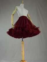 Burgundy Ballerina Tulle Skirt High Waisted Women Girl Knee Length Ballet Tutu image 4