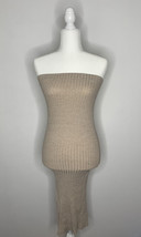 Indikah SZ 8 Tan Knitted Sleeveless Tube Top Slit Dress i7 - £15.83 GBP