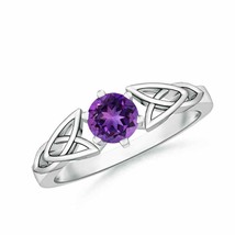 ANGARA Solitaire Round Amethyst Celtic Knot Ring for Women in 14K Solid Gold - £561.96 GBP