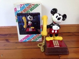 Vintage Walt Disney Mickey Mouse ATC Telephone Push Button 15&quot; w Origina... - £160.25 GBP